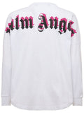 PALM ANGELS DOUBLE LOGO LONG SLEEVE WHITE / FUCHSIA