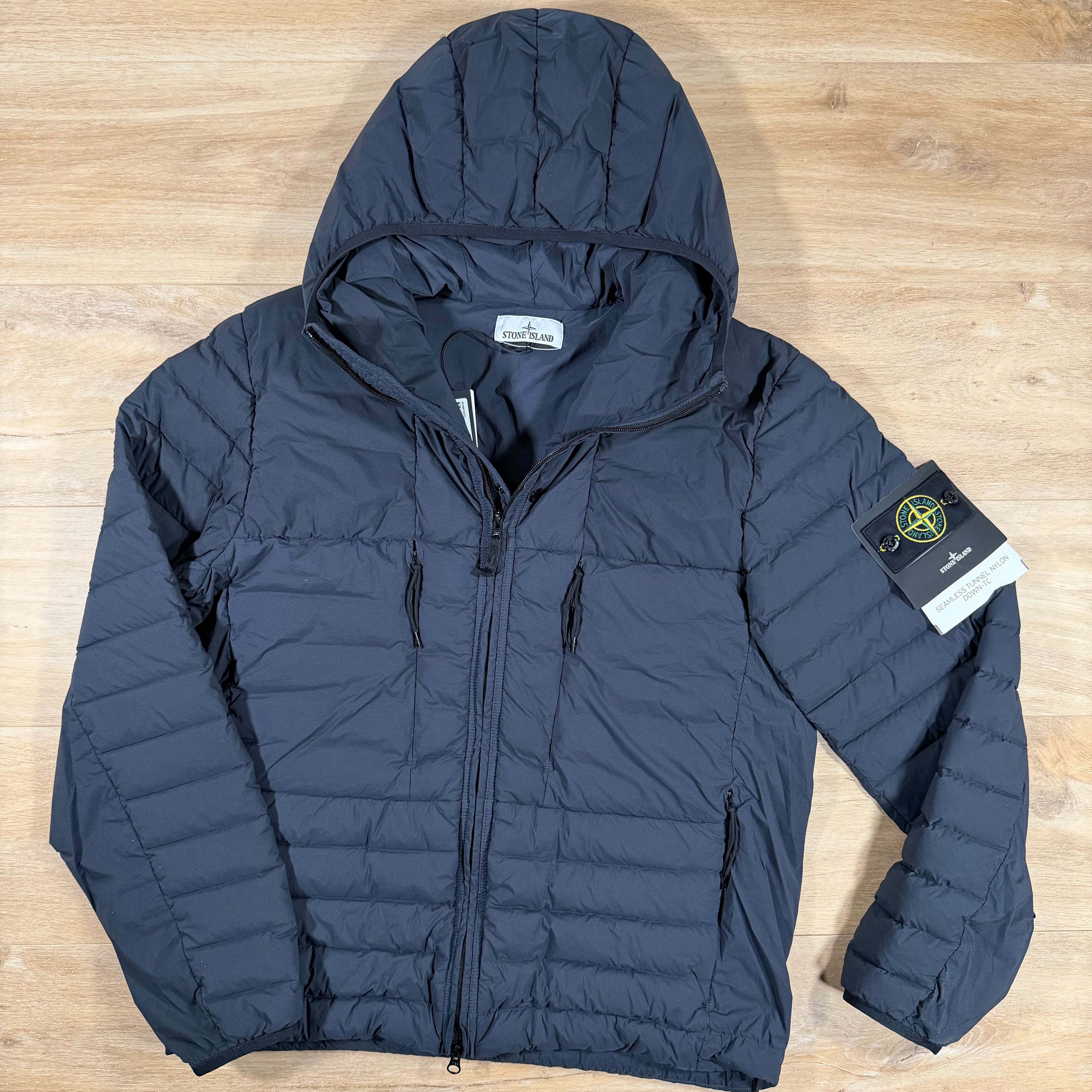 Stone Island Seamless Tunnel Nylon Down-TC Hooded Jacket in Navy