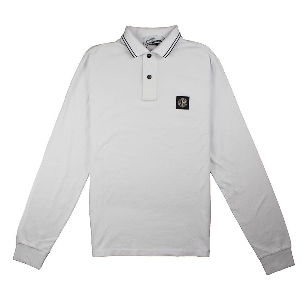 Stone Island Twin Tipped Long Sleeve Polo White/Black