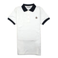 Moncler Junior Contrast Collar Short Sleeve Polo Shirt White/Navy