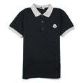 Moncler Junior Contrast Collar Short Sleeve Polo Shirt Black/Grey