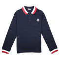 Moncler Junior Tri Collar Long Sleeve Polo Shirt Navy