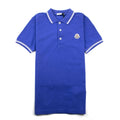 Moncler Junior Twin Tipped Short Sleeve Polo Electric Blue/White