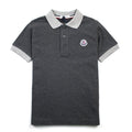 Moncler Junior Contrast Collar Short Sleeve Polo Shirt Grey