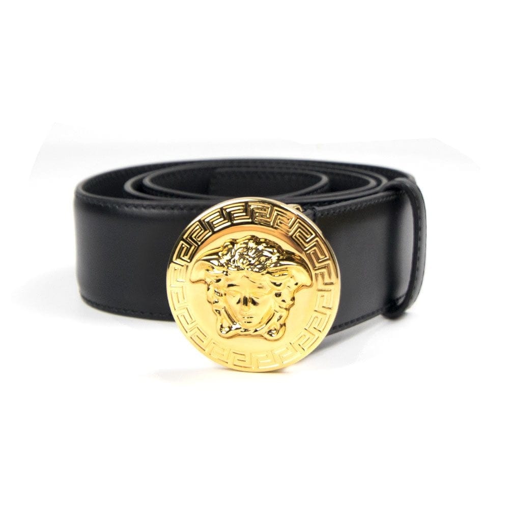 Versace Round Medusa Head Belt Black