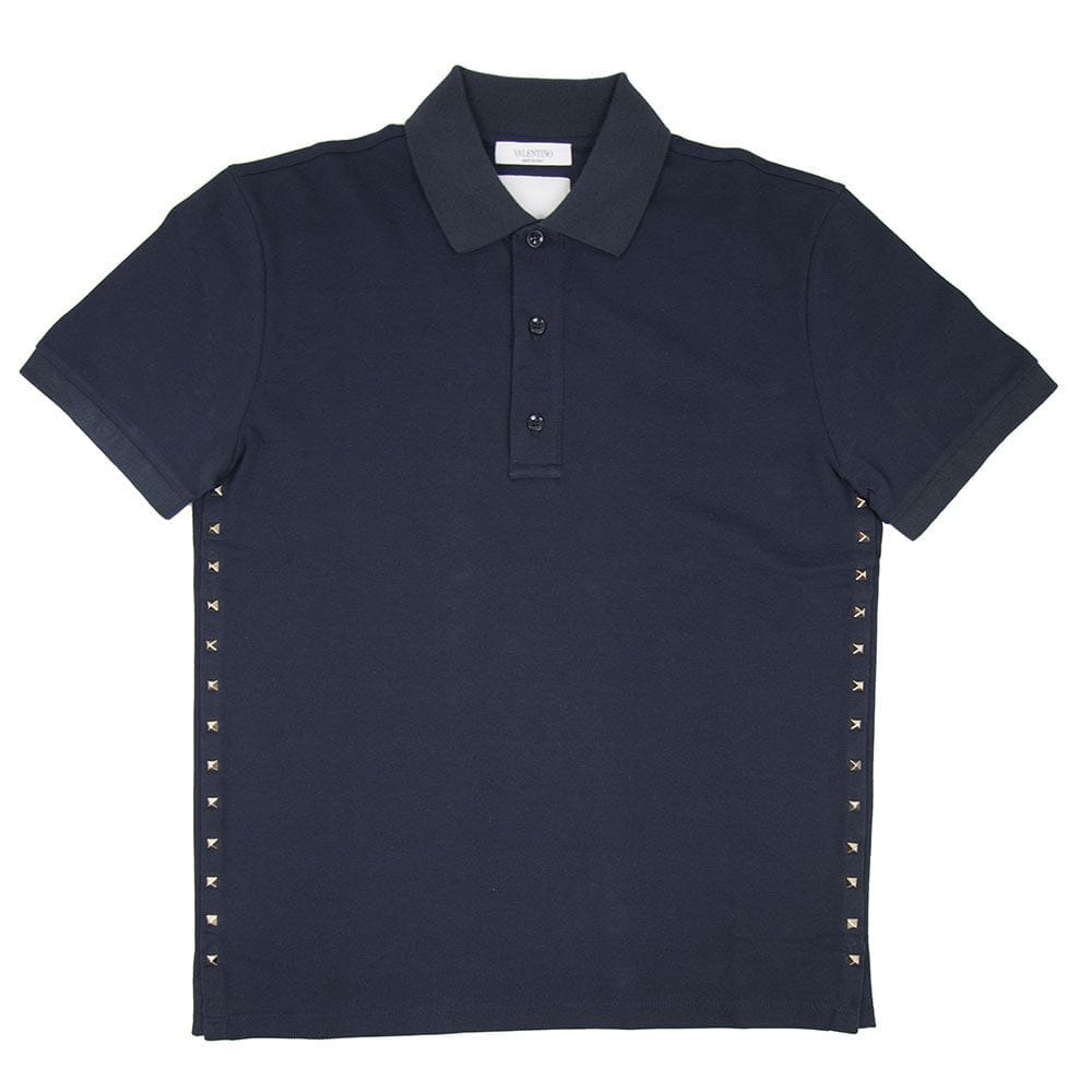 Valentino Rock Stud Polo Shirt Navy Blue