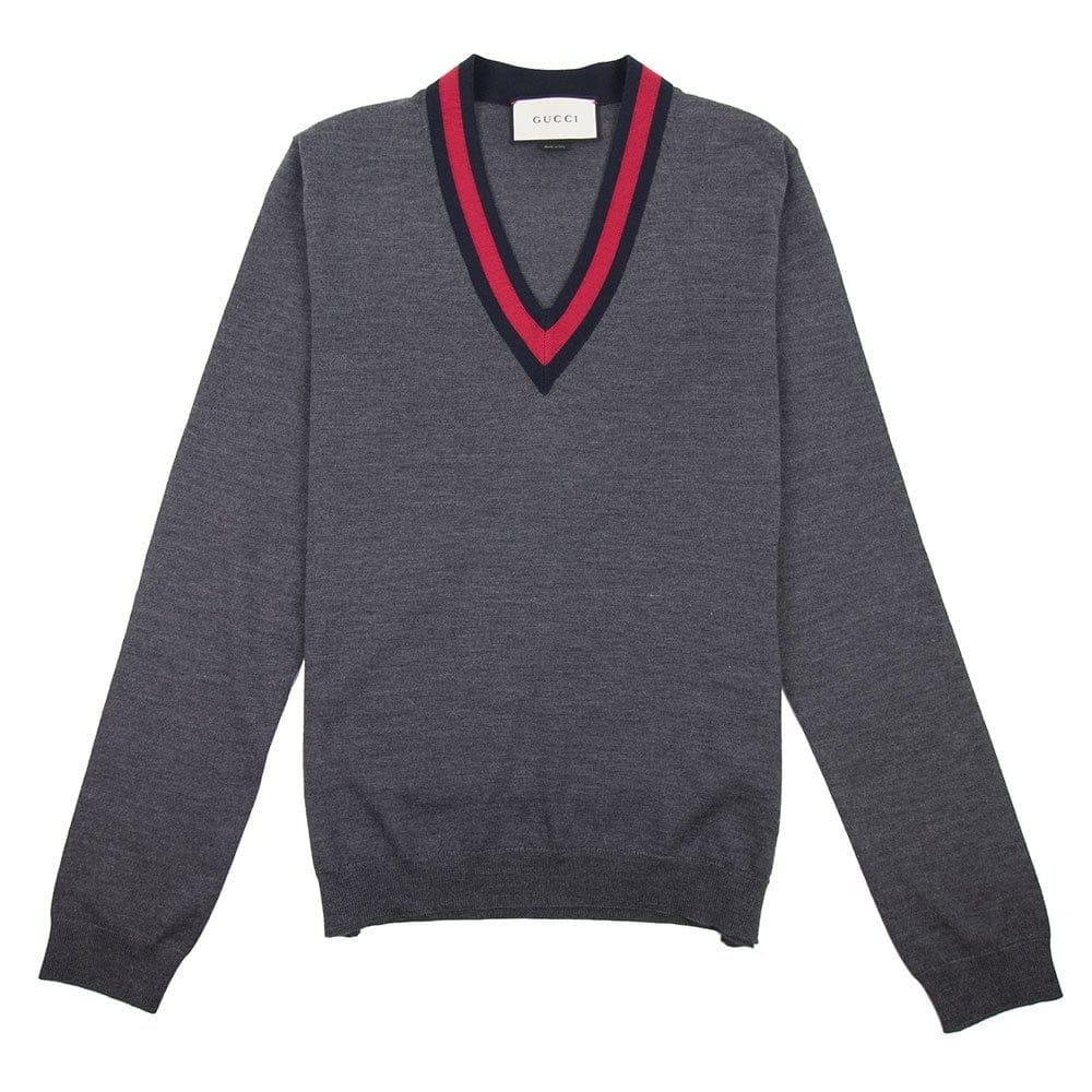 Gucci Wool V-Neck Sweater Grey