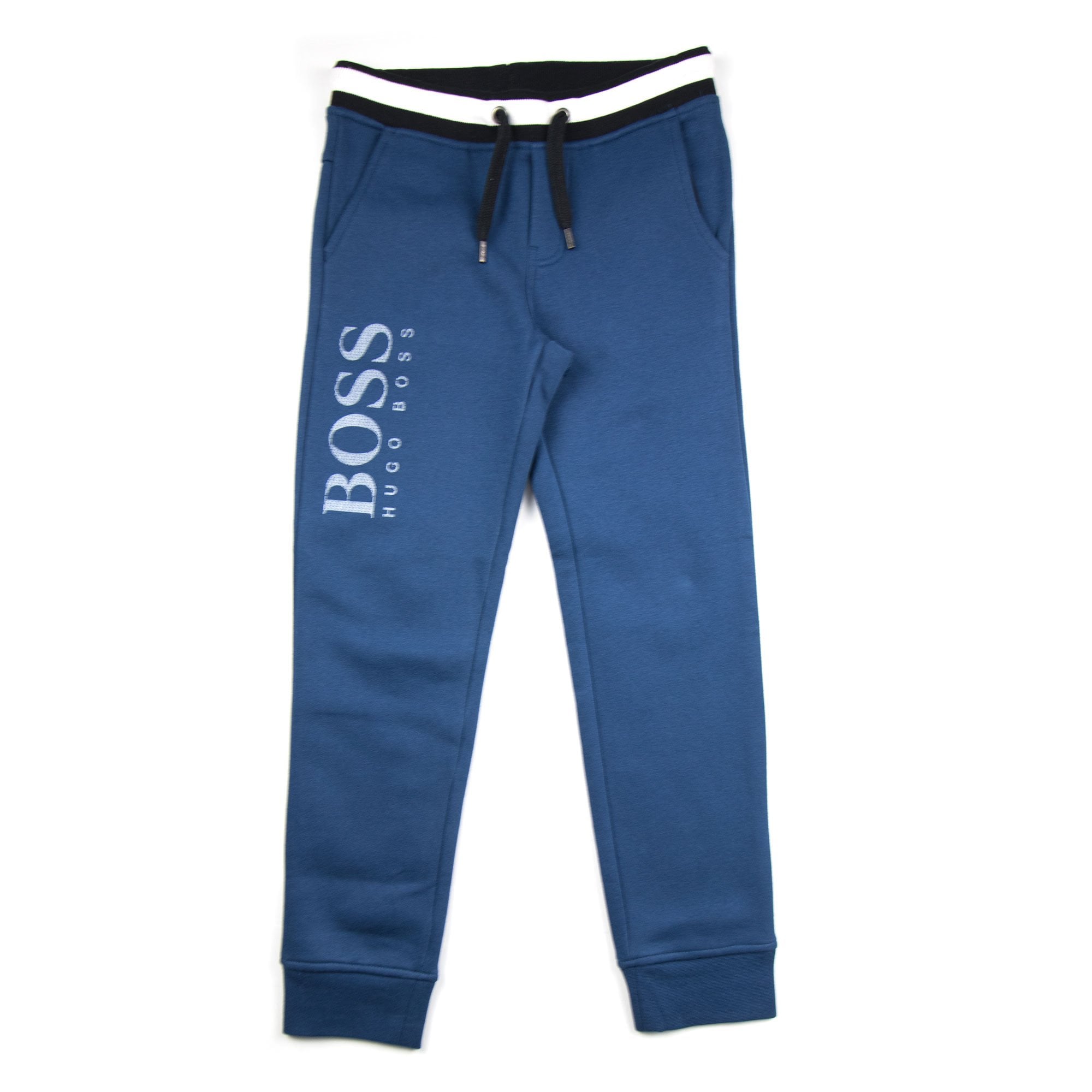 Hugo Boss Fleece Bottoms Large Leg Logo Blue