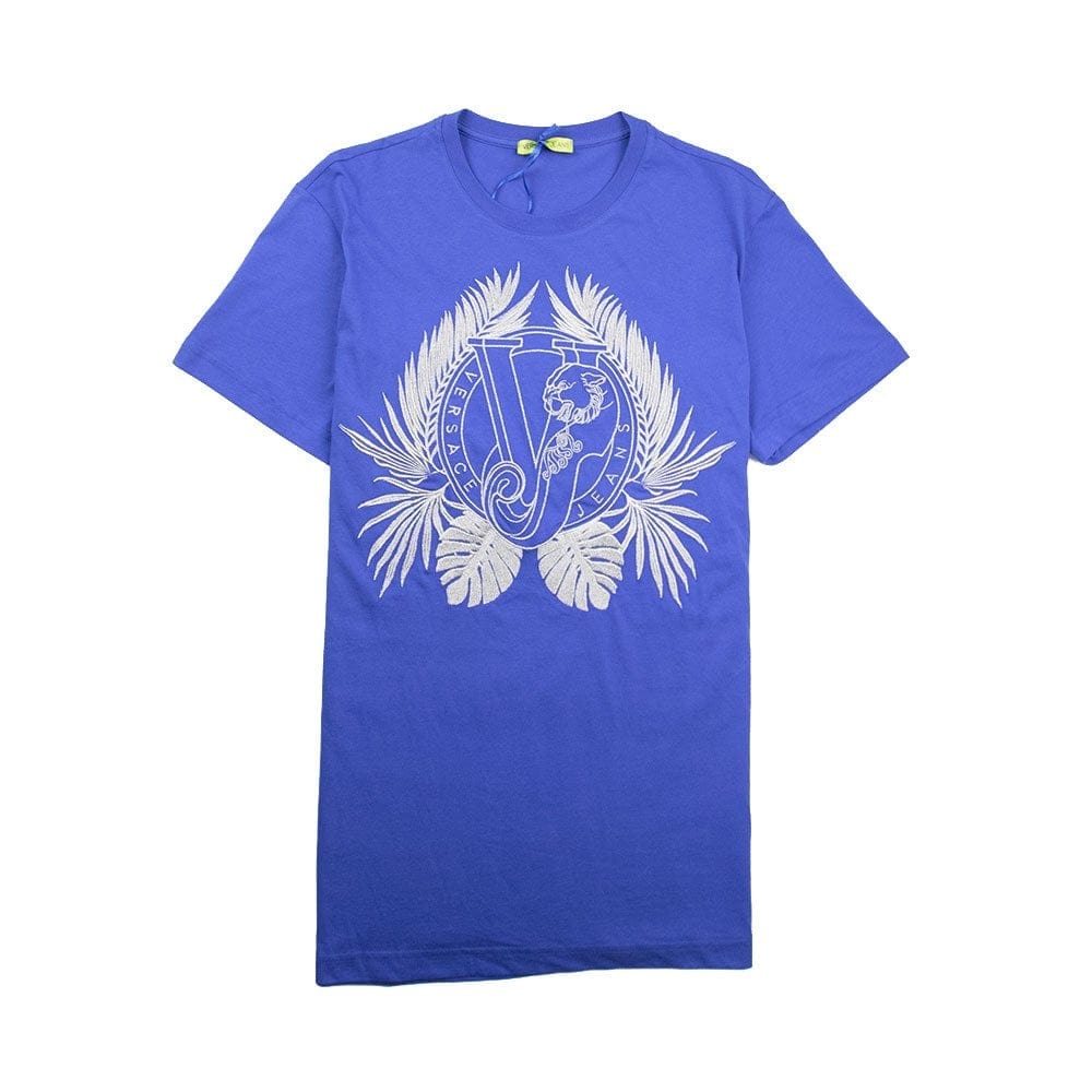 Versace Jeans Metallic Stitching VJ Logo T-Shirt Electric Blue