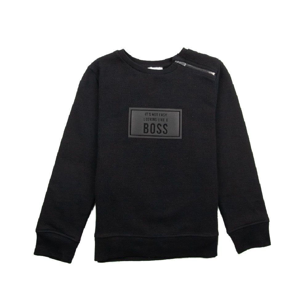 Hugo Boss Kids 'Not Easy Looking ' Zip Sweatshirt Black