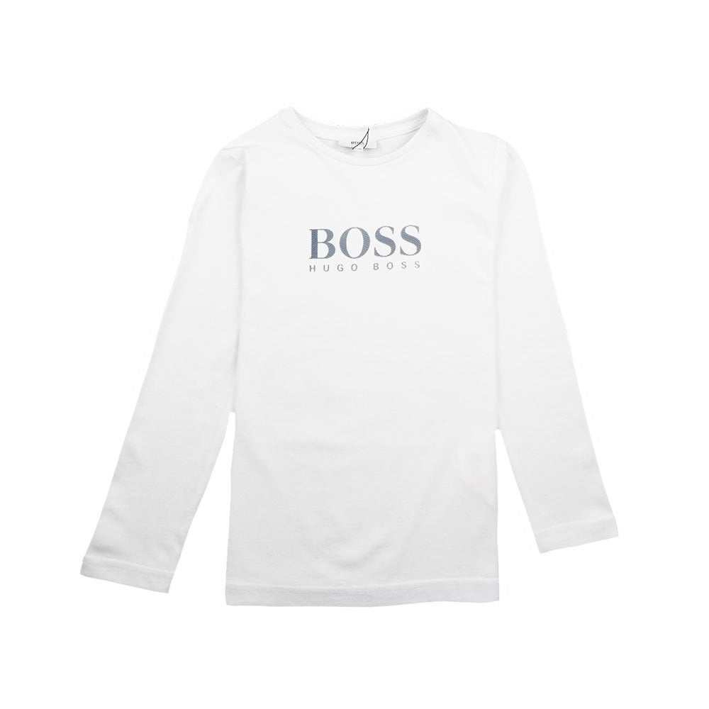 Hugo Boss Kids Chest Logo Long Sleeve T-Shirt White