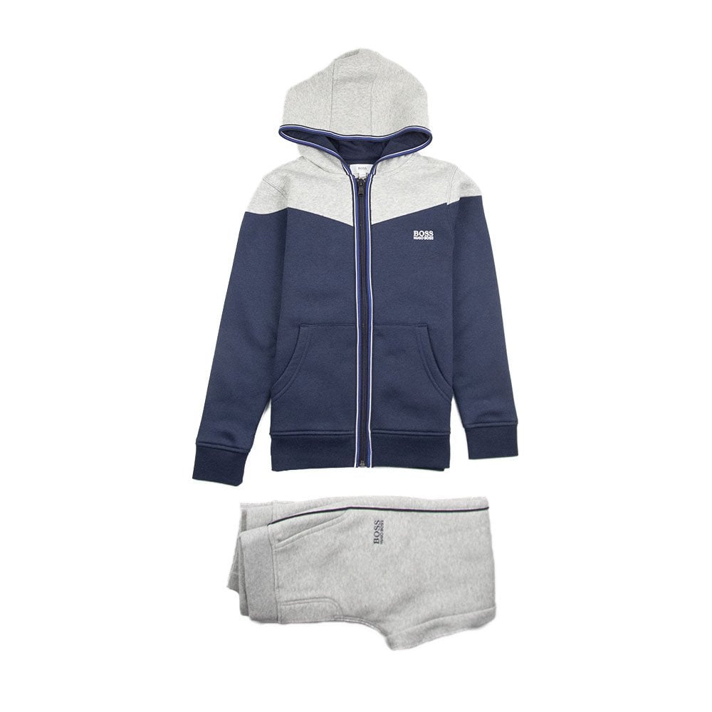 Hugo Boss Kids Full Suit Fleece Navy/Grey