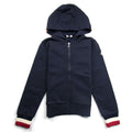 Moncler Junior Striped Hood Zip Up Jacket Navy