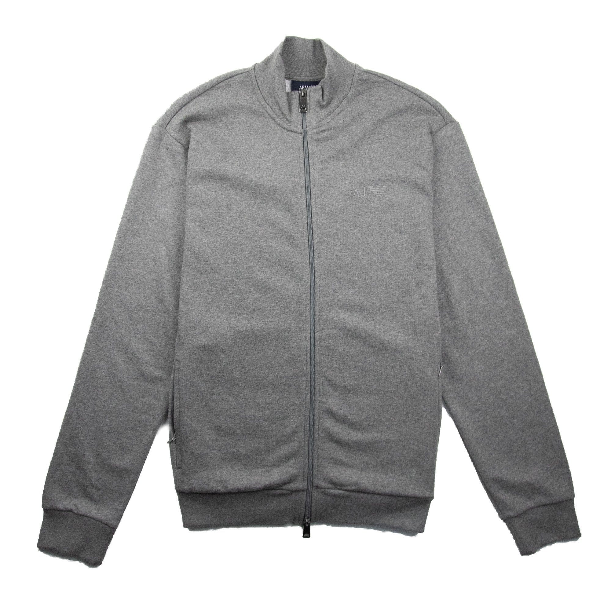Armani Jeans Zip Up Rubber Logo Jacket Light Grey