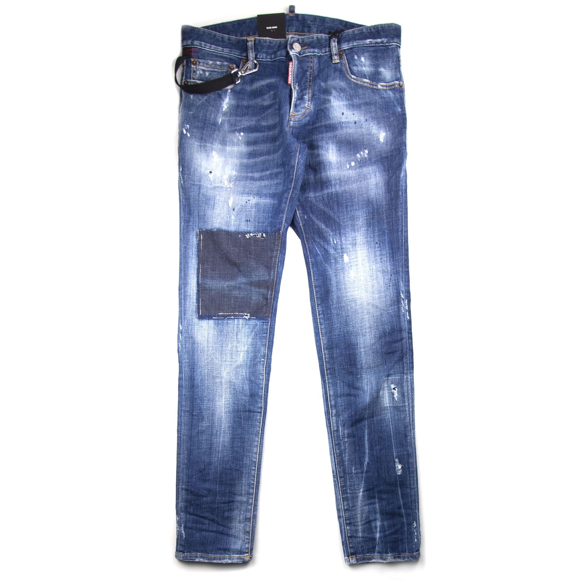 Dsquared2 Rope Clip Slim Jean Distressed Denim