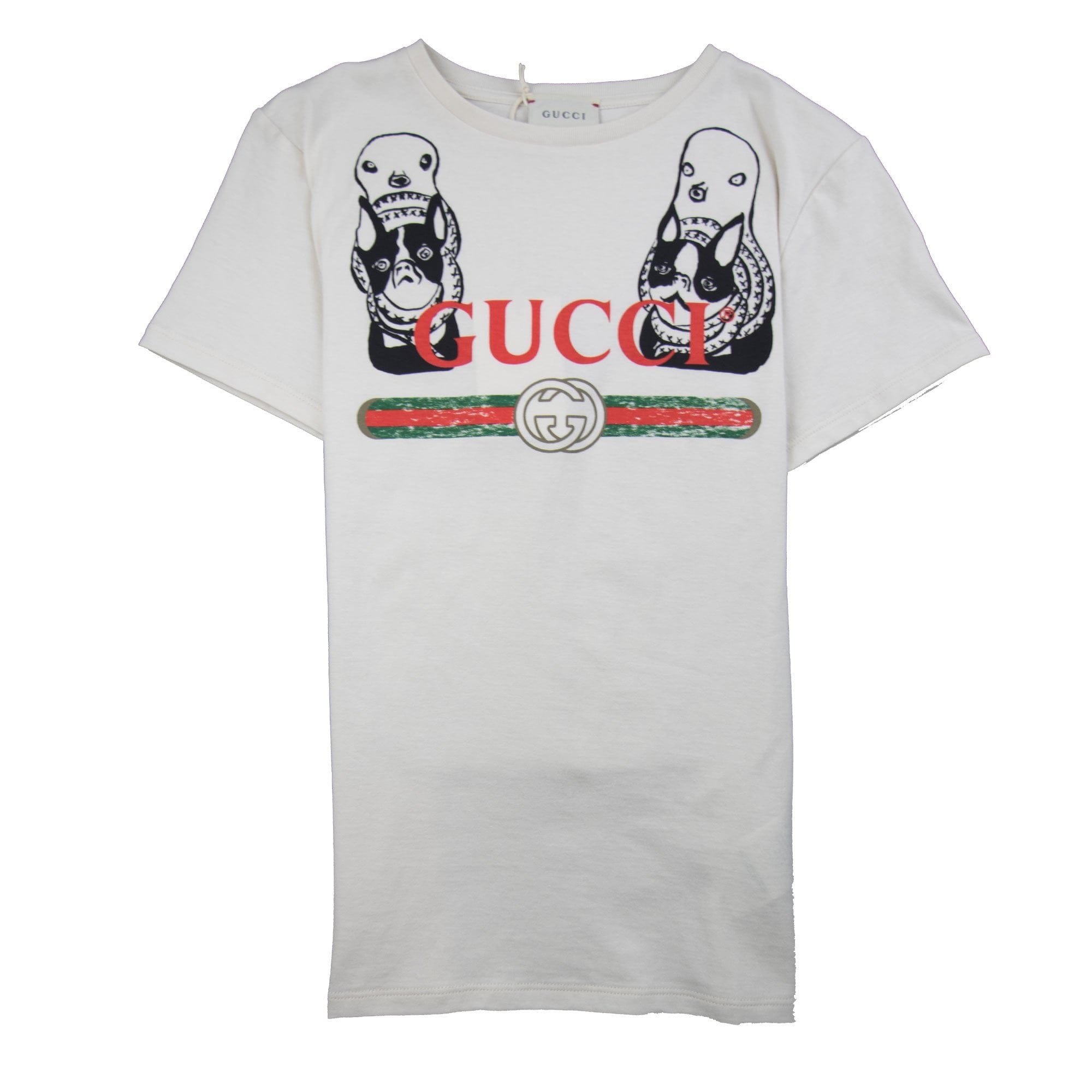 Gucci Junior Band Logo with Dogs T-Shirt White
