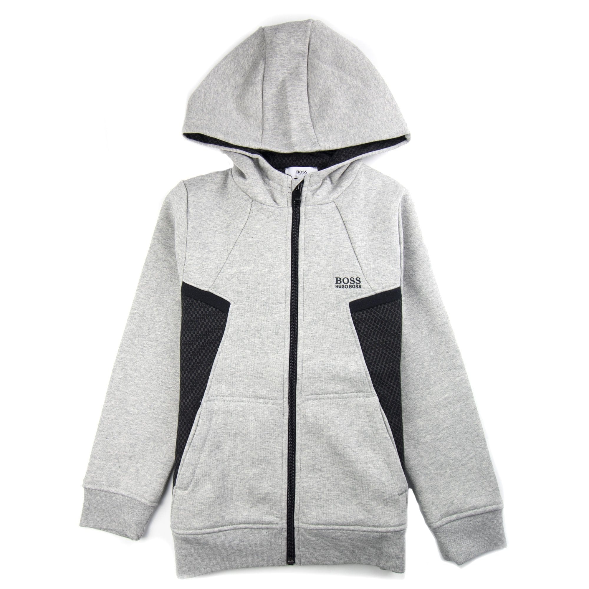 Hugo Boss Kids Rubber Logo Zip Up Hoody Grey/Black