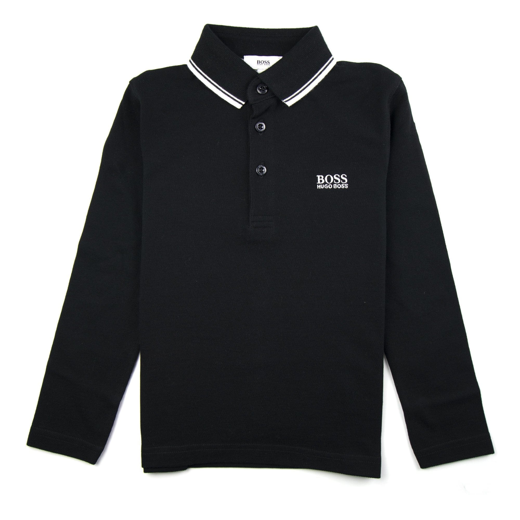 Hugo Boss Kids Tipped Long Sleeve Polo Black