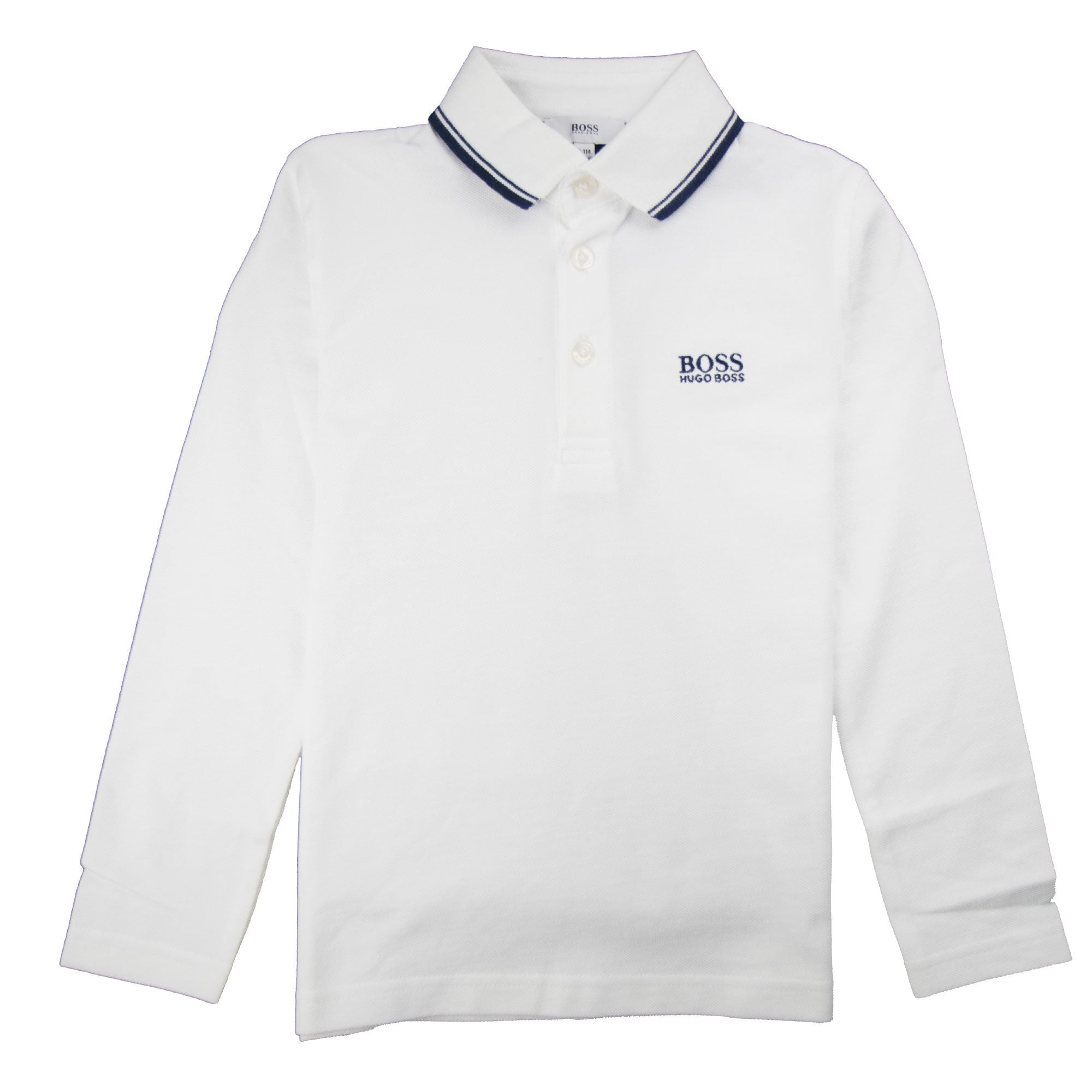 Hugo Boss Kids Tipped Long Sleeve Polo White