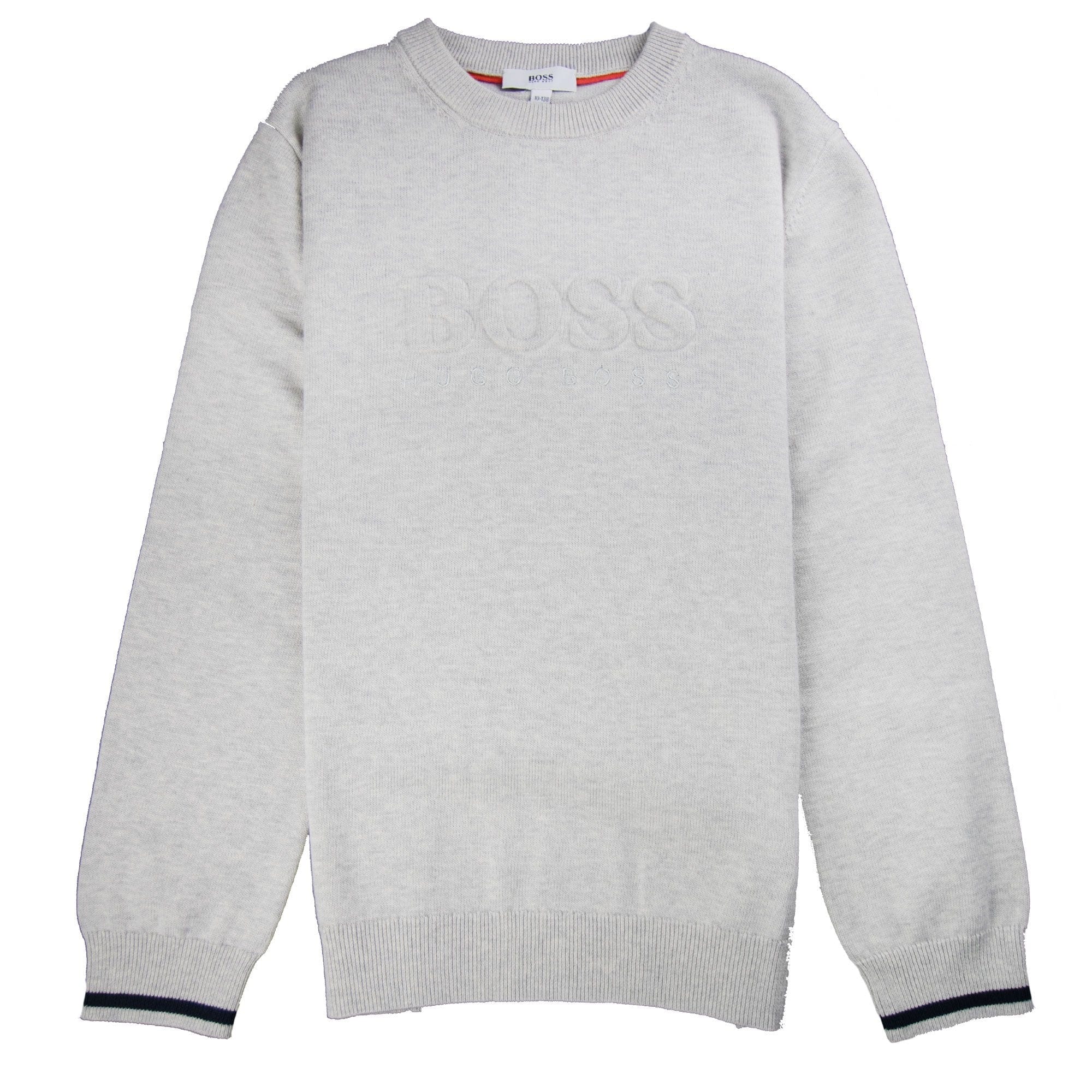 Hugo Boss Kids Knitted Boss Bold Logo Sweatshirt Light Grey