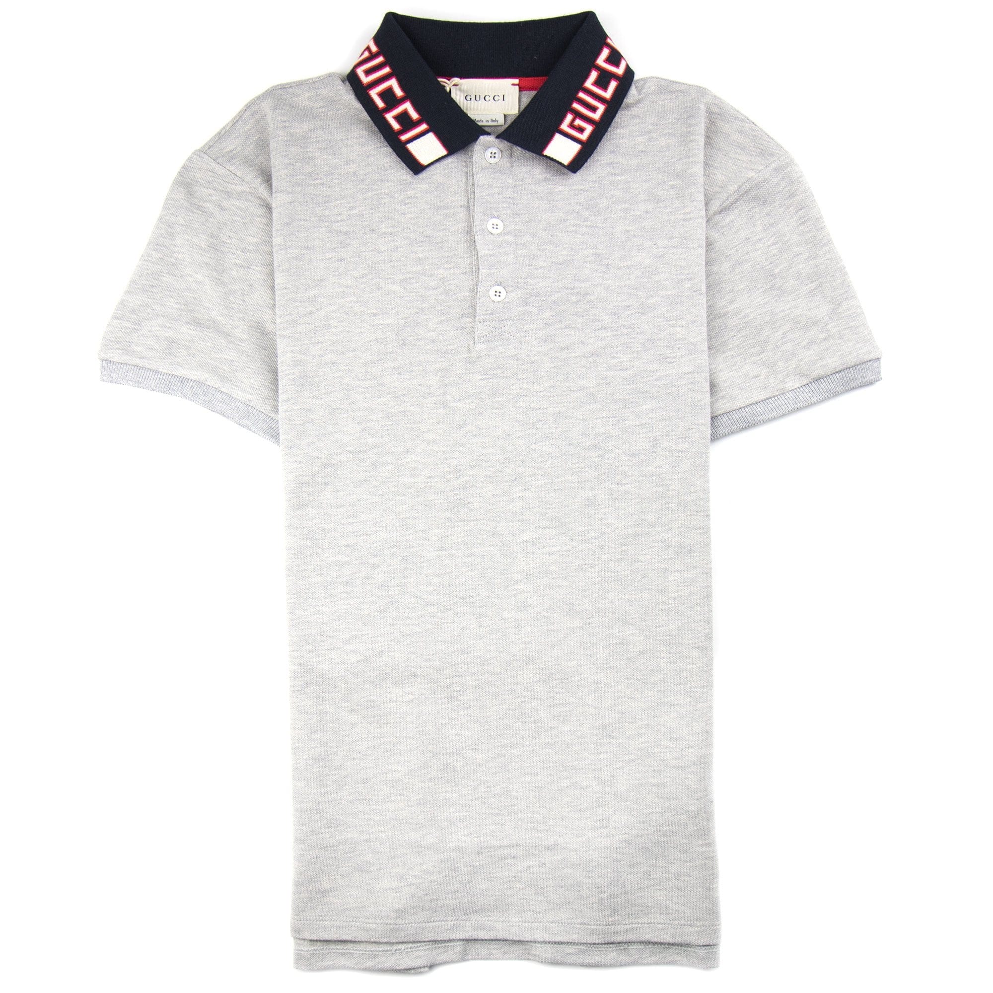 Gucci Junior Collar Logo Polo Shirt Grey