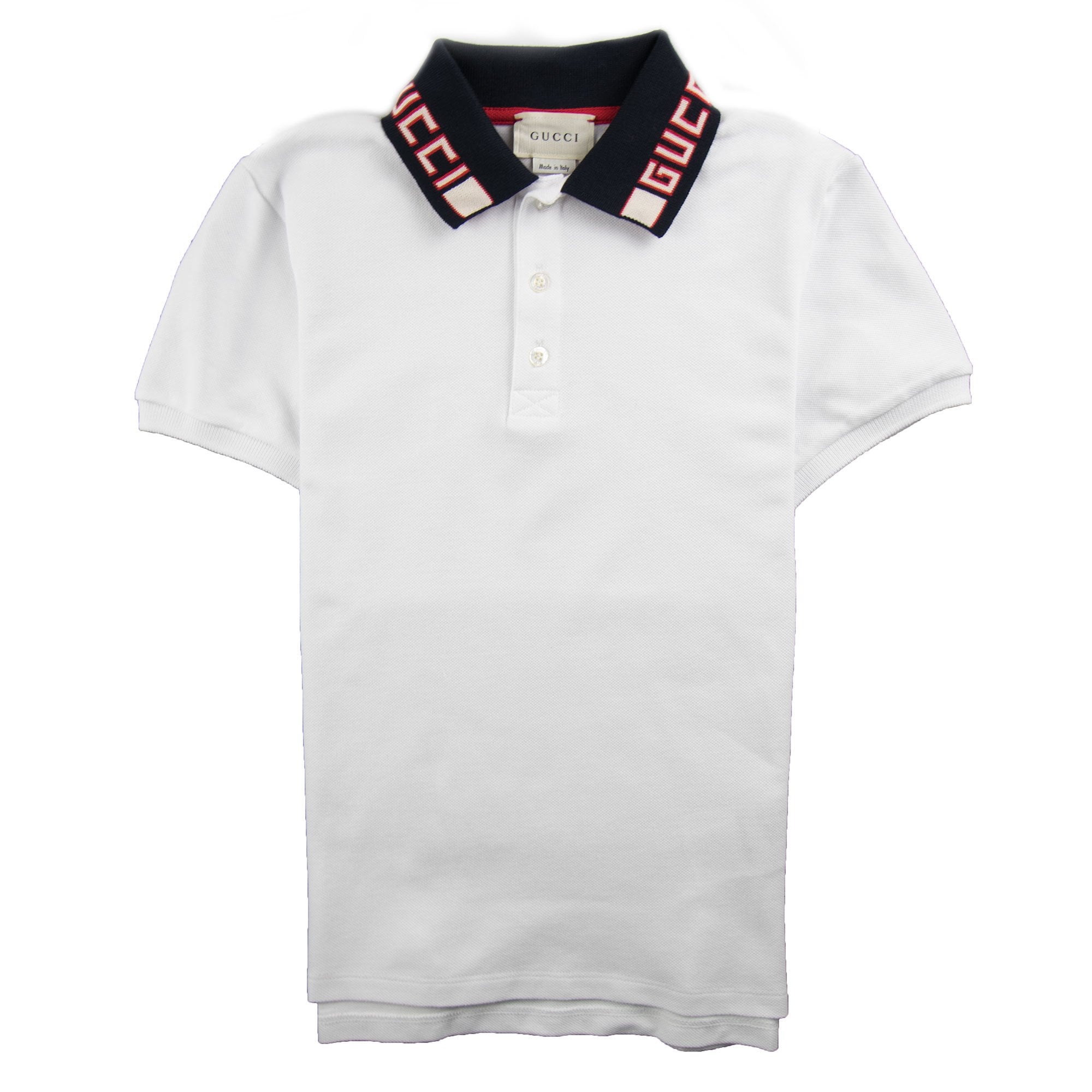 Gucci Junior Collar Logo Polo Shirt White