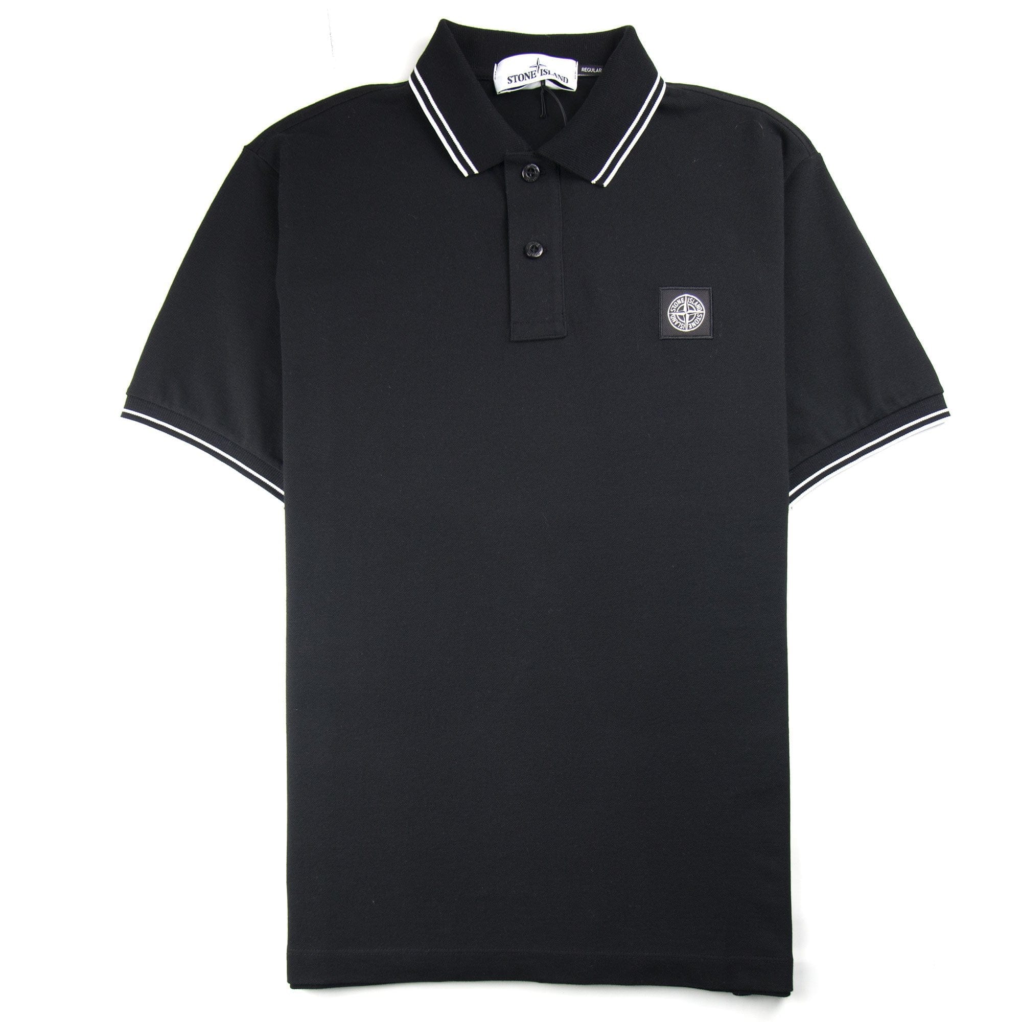 Stone Island Twin Tipped Short Sleeve Polo Shirt 'Regular Fit' Black