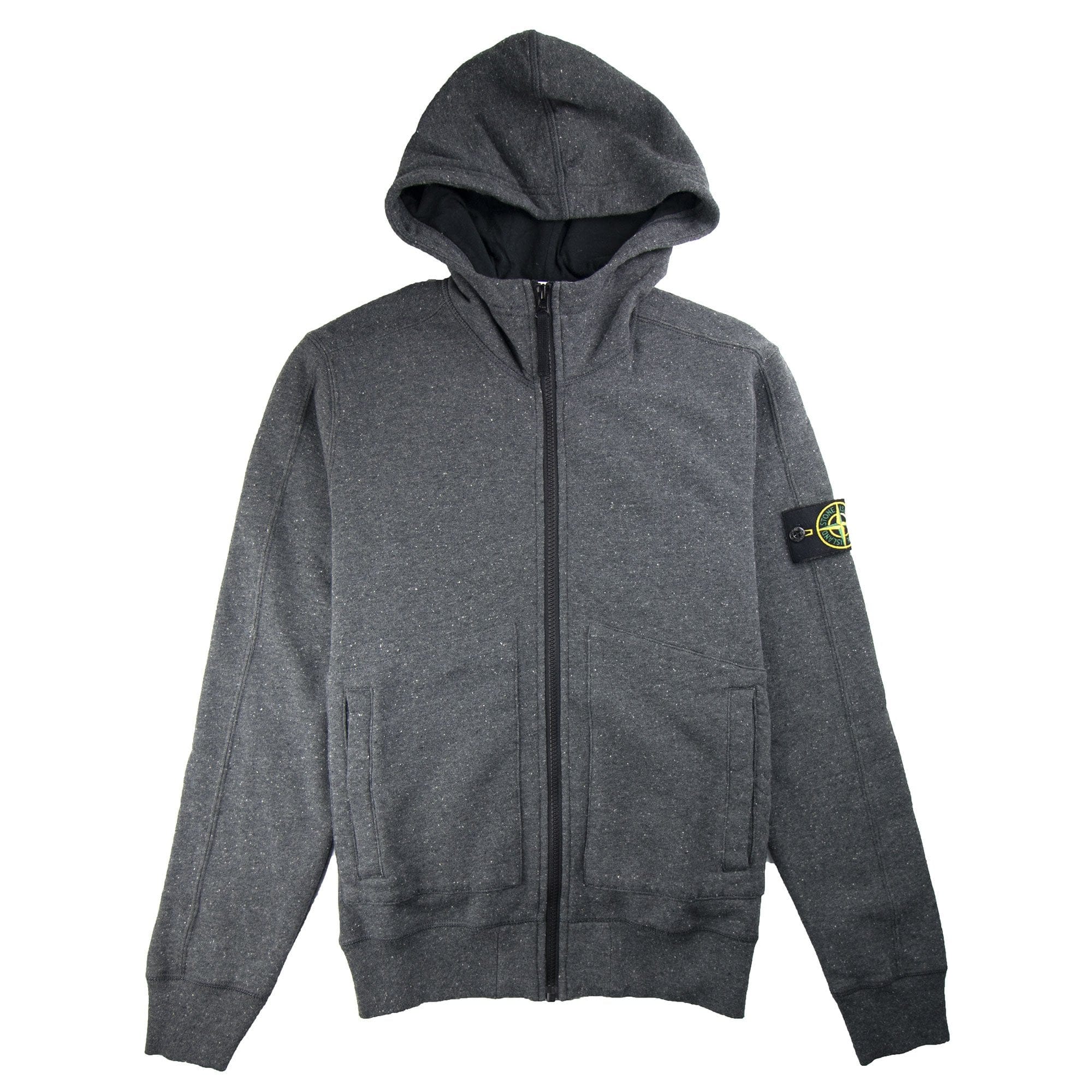 Stone Island Zip Up Hoody Marl Dark Grey