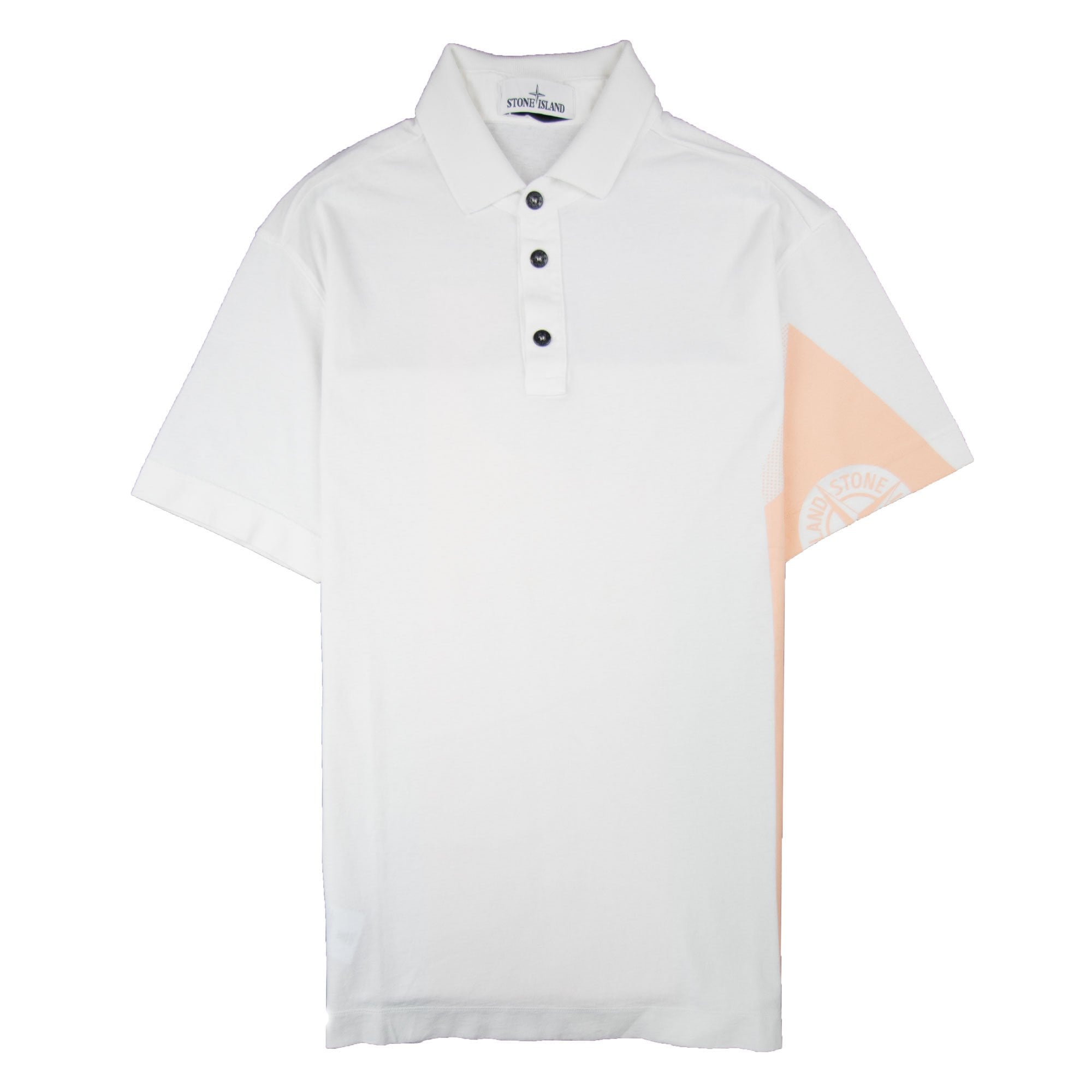Stone Island Arm And Back Compass Logo Polo Shirt White