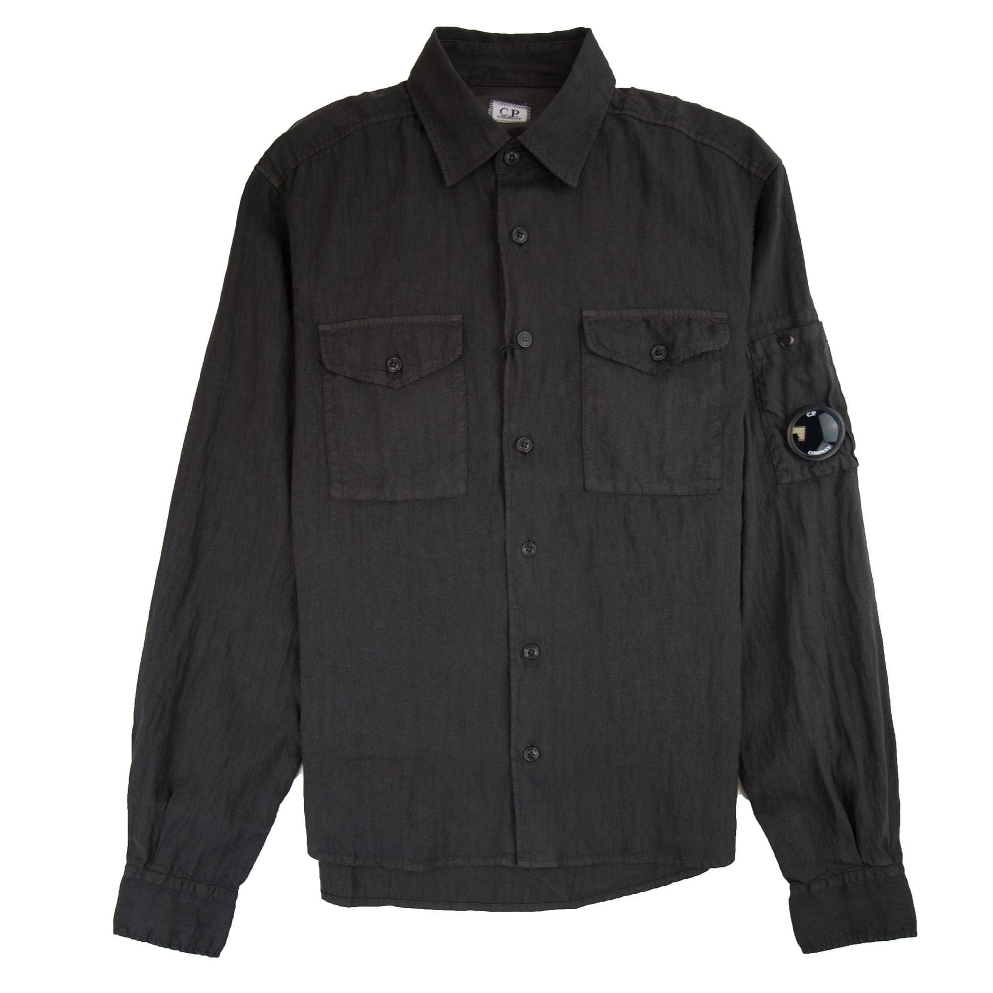 CP Company Watch Viewer Lens Linen Shirt Dark Grey
