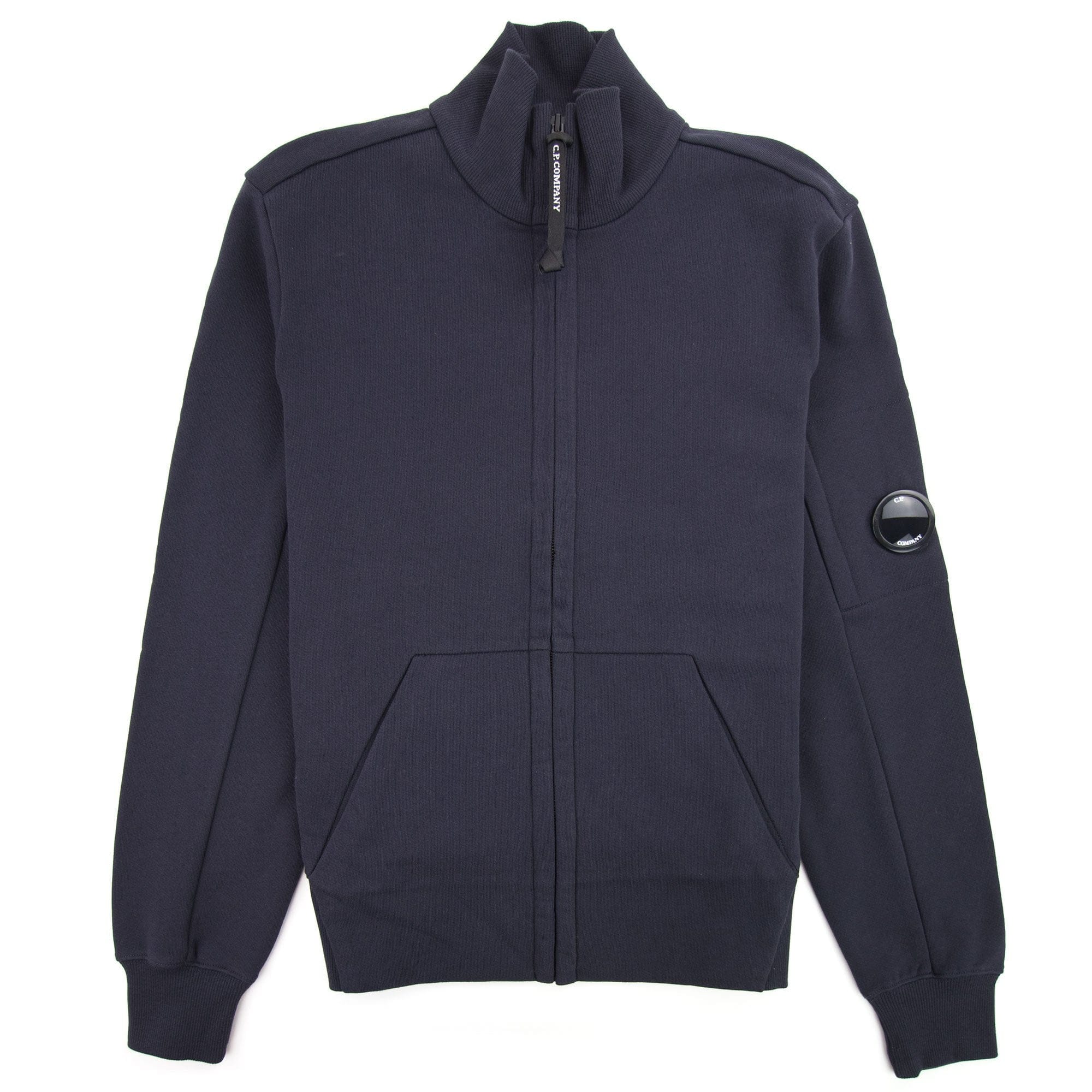 CP Company Funnel Neck Watch-viewer Lens Zip Up Sweatshirt Navy