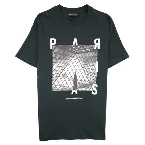 Armani Jeans City Logo Paris T-shirt Verde Scuro 0537