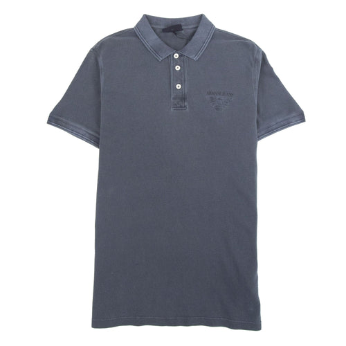 Armani Jeans Eagle Logo Garment Dyed Polo Shirt Dark Grey