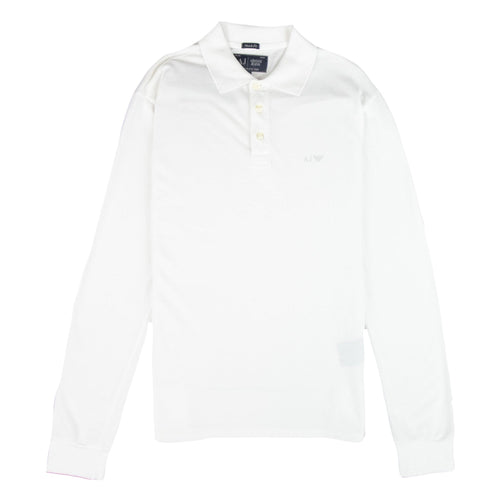 Armani Jeans AJ Eagle Logo Long Sleeve Polo Shirt White