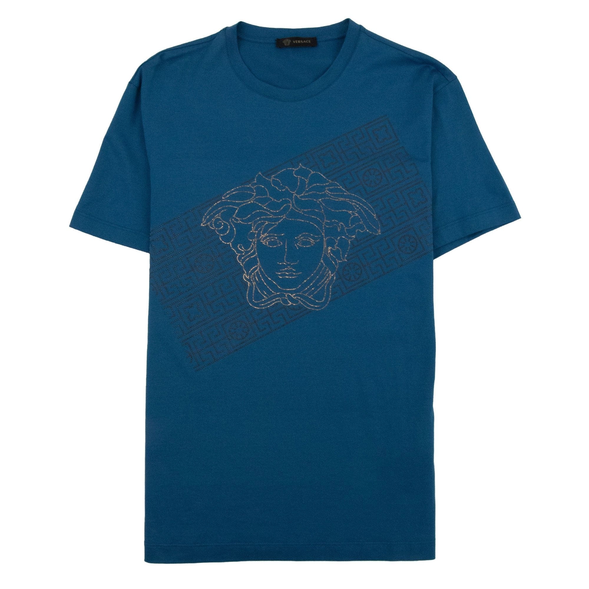 Versace Rhinestone Logo T-Shirt Turquoise