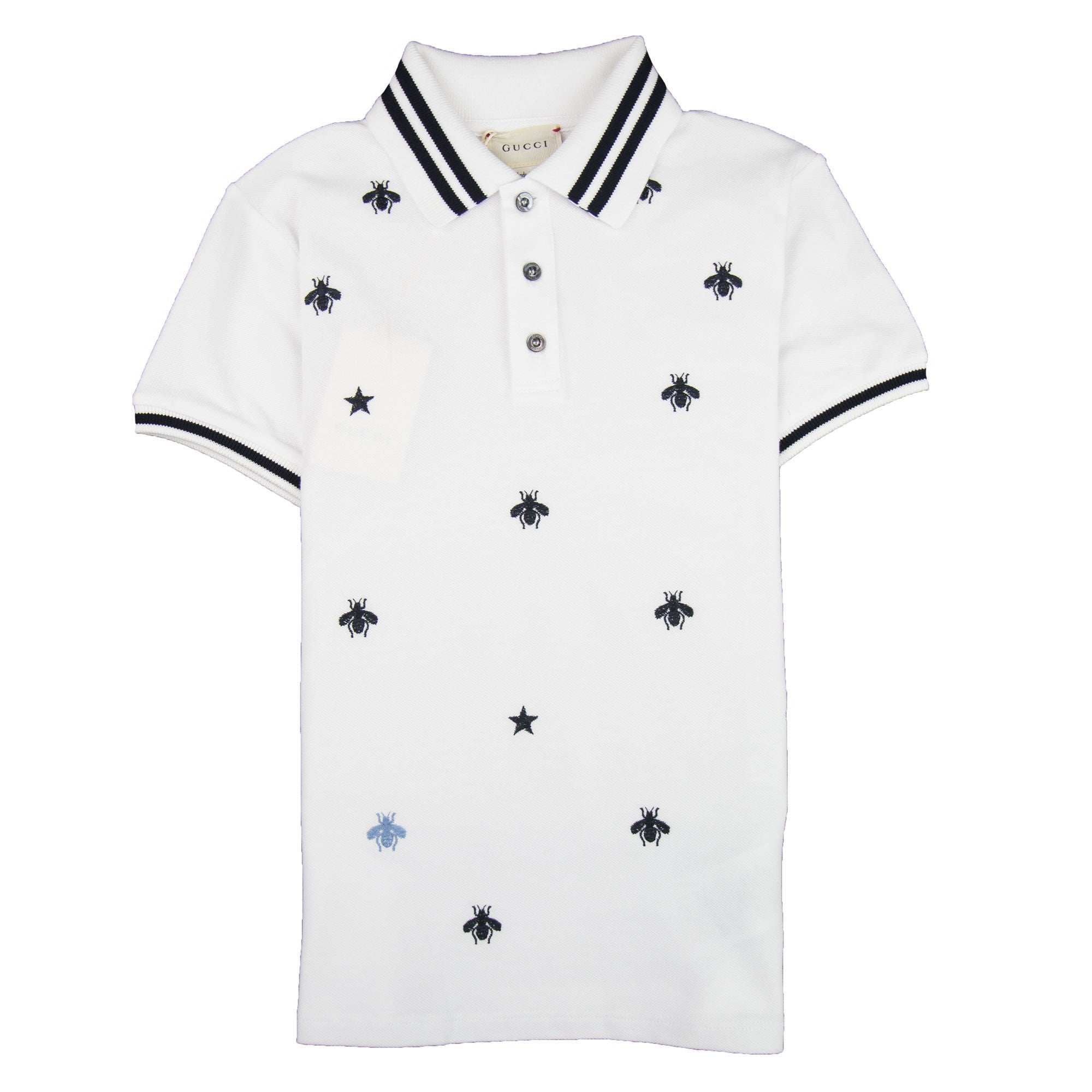Gucci Junior Bees And Stars Polo Shirt White 9061