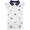 Gucci Junior Embroidered Frill Sleeve Polo Shirt White 9061