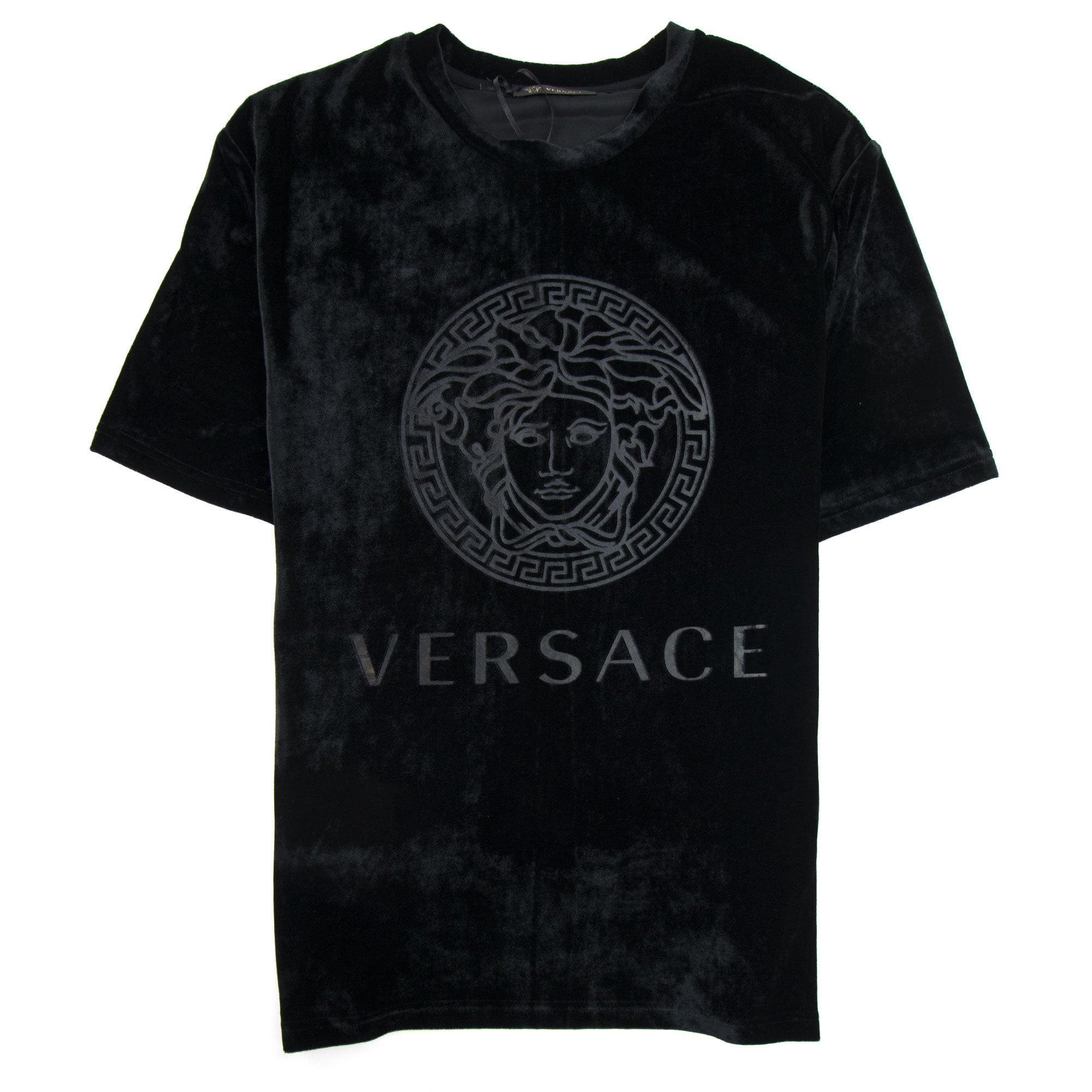 Versace Velour Medusa T-Shirt Black