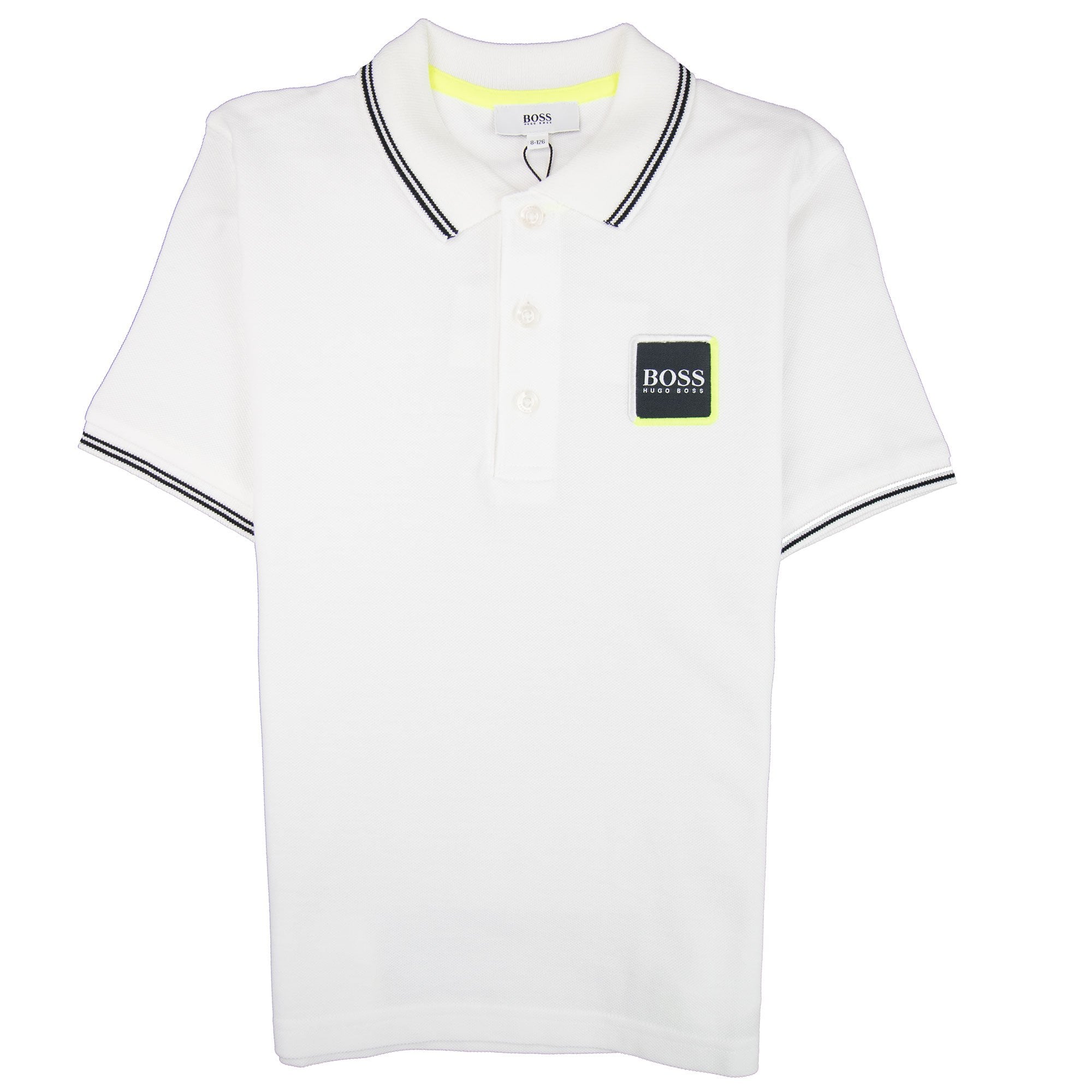 Hugo Boss Kids Square Logo Short Sleeve Polo White