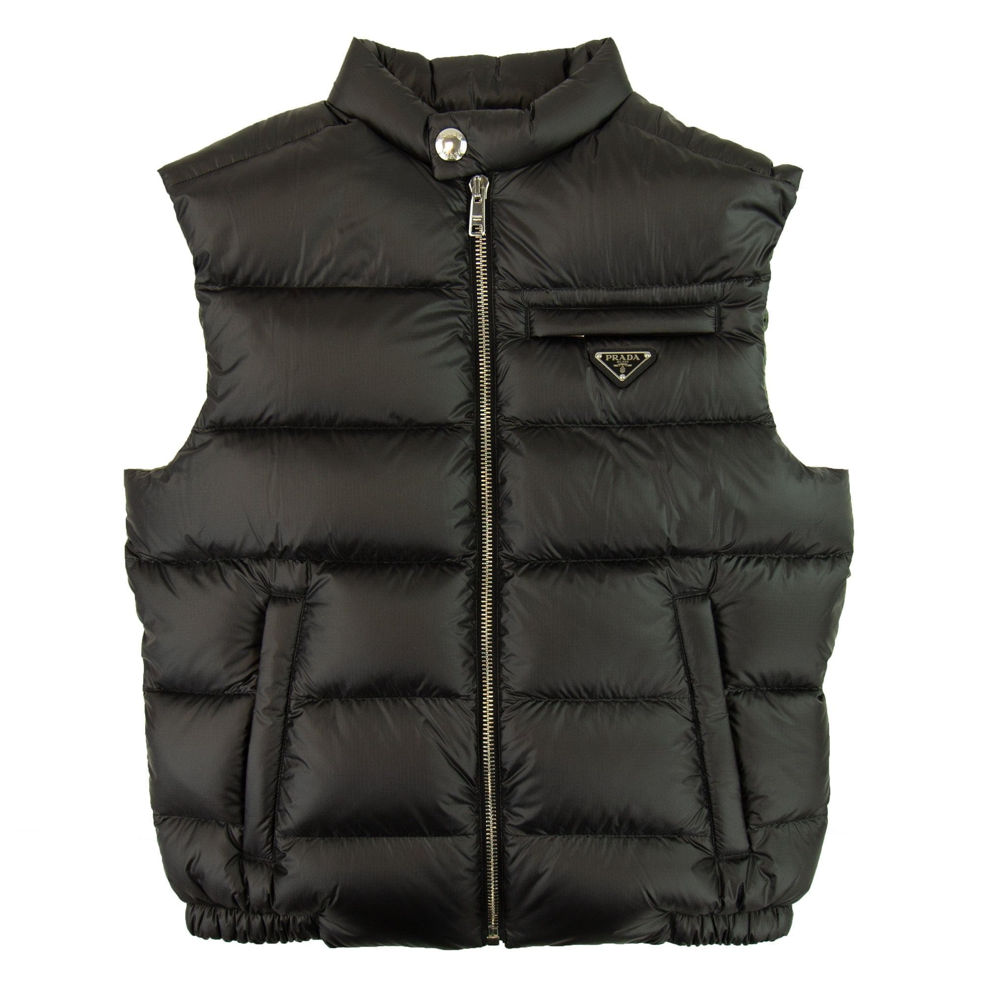 Prada Piumino Ripstop Gilet Nero/salvia