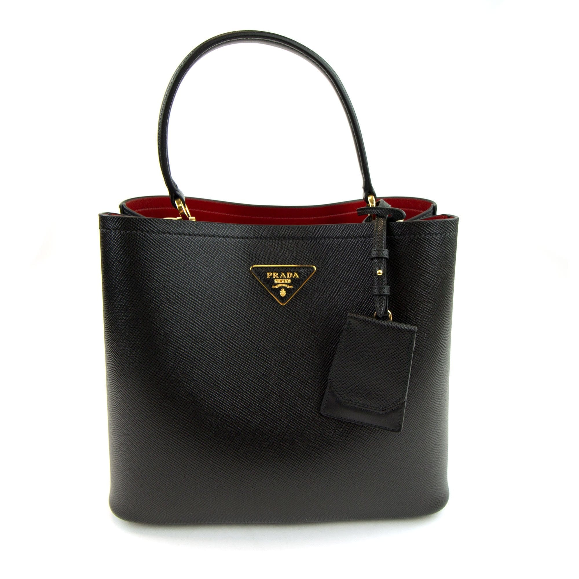 Prada Panier Saffiano Leather Bag Nero/fuoco
