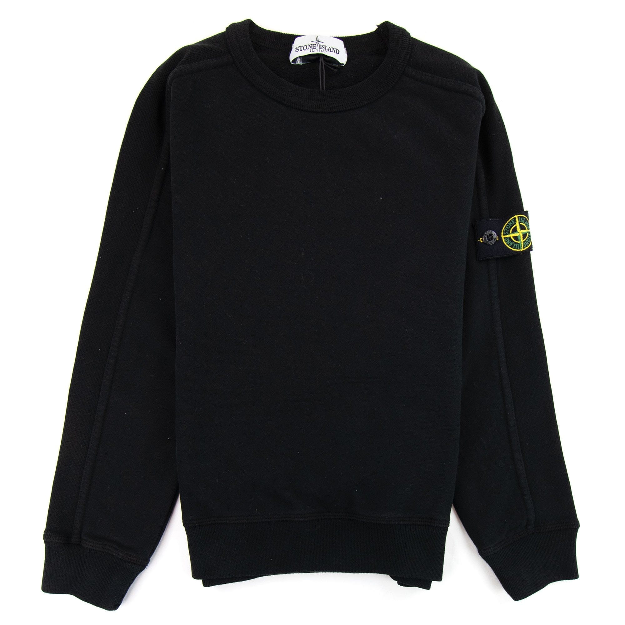 Stone Island Junior Patch Logo Crew Neck Sweatshirt Black V0029