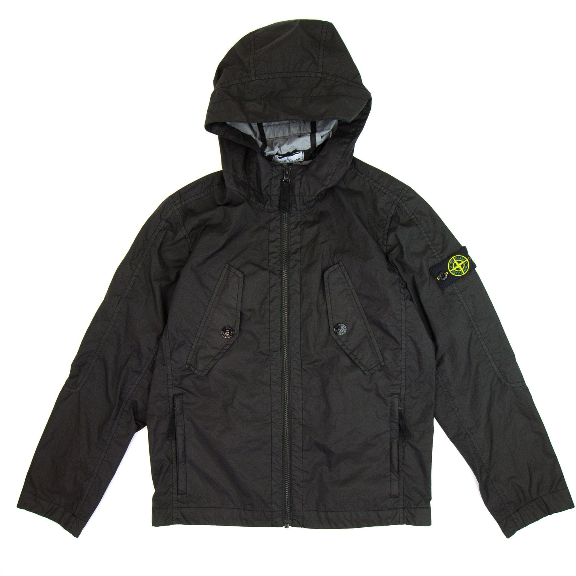 Stone Island Junior Front Pocket Hooded Jacket Black V0029