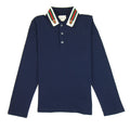 Gucci Junior Tiger Head Long Sleeve Polo Shirt Blue