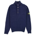 Stone Island Zip And Button Pop Over Sweater Navy V0020