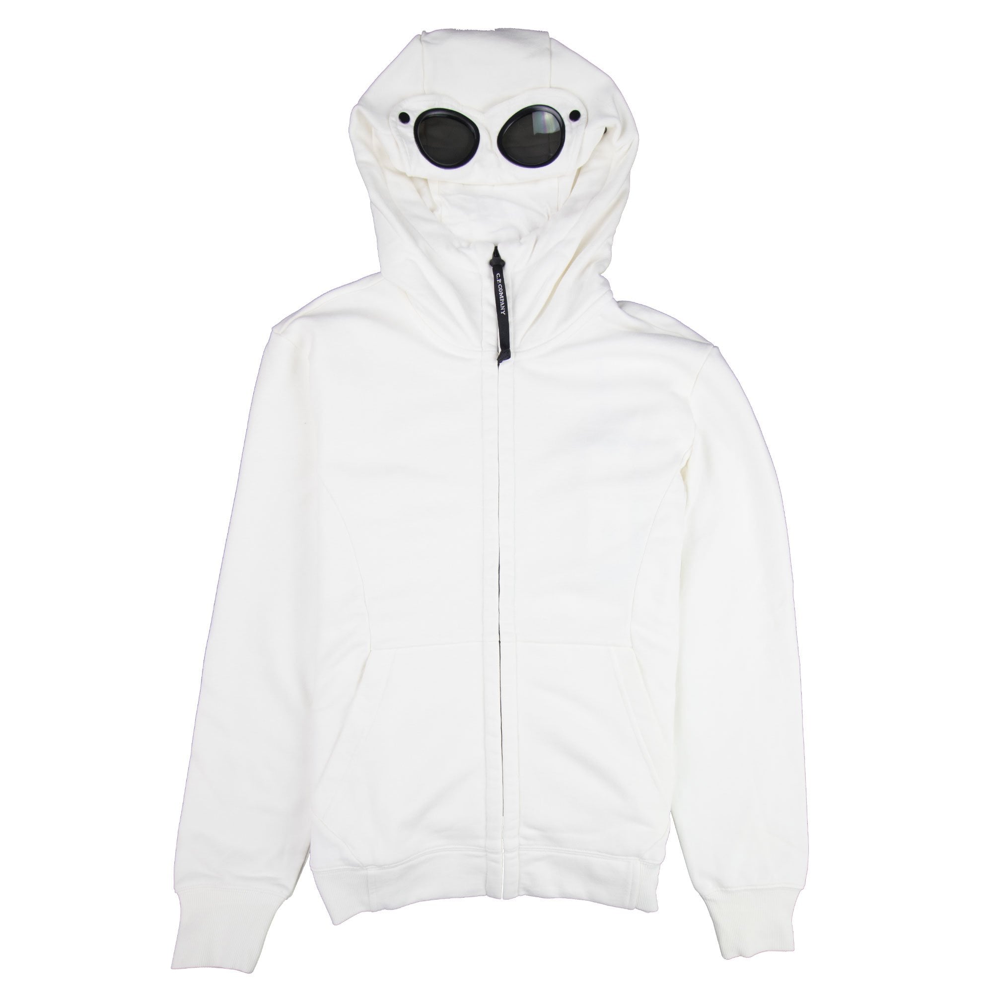 CP Company Diagonal Raised Fleece Goggle Full Zip Hoodie Off White 103