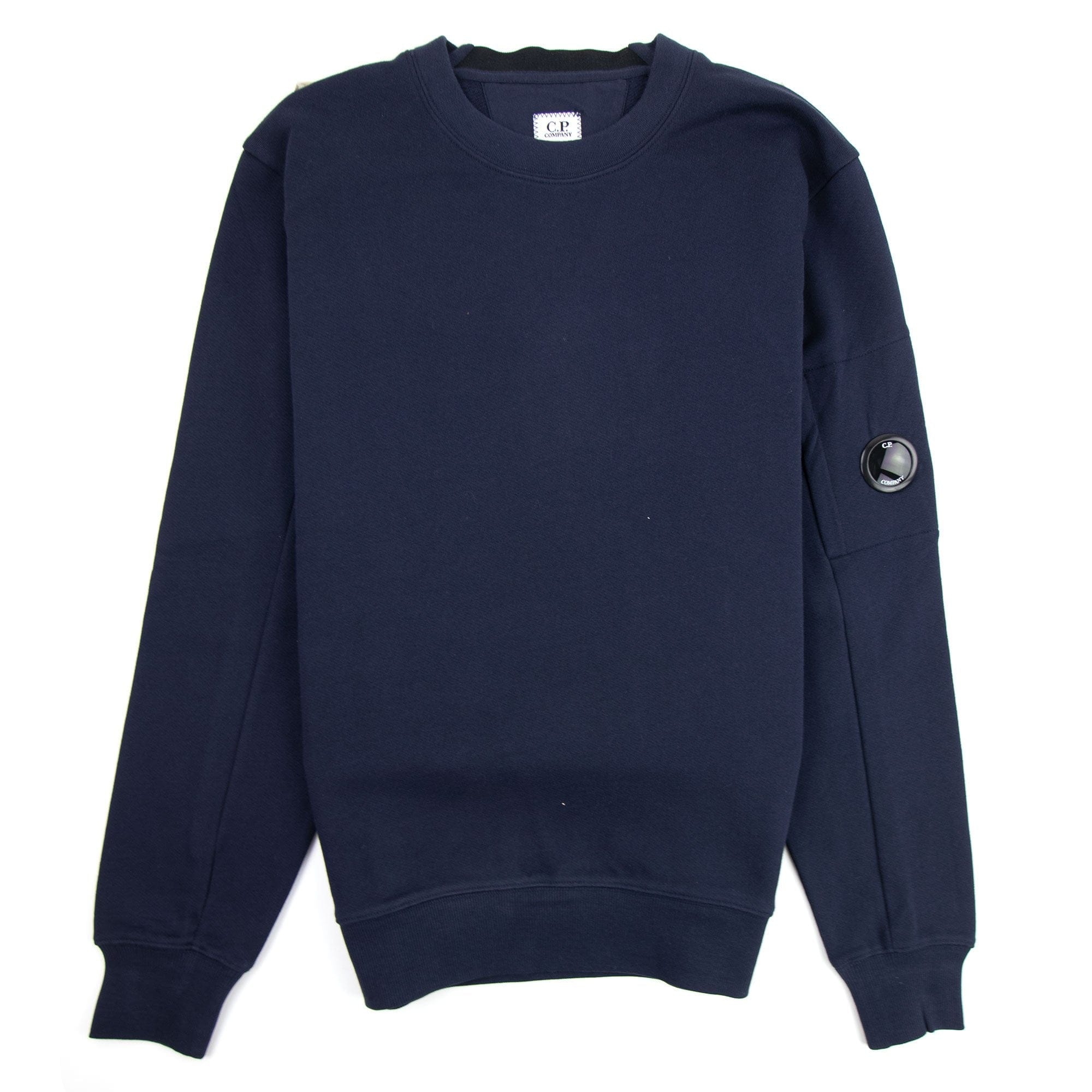 CP Company Diagonal Raised Fleece Lens Crew Sweatshirt Navy 888
