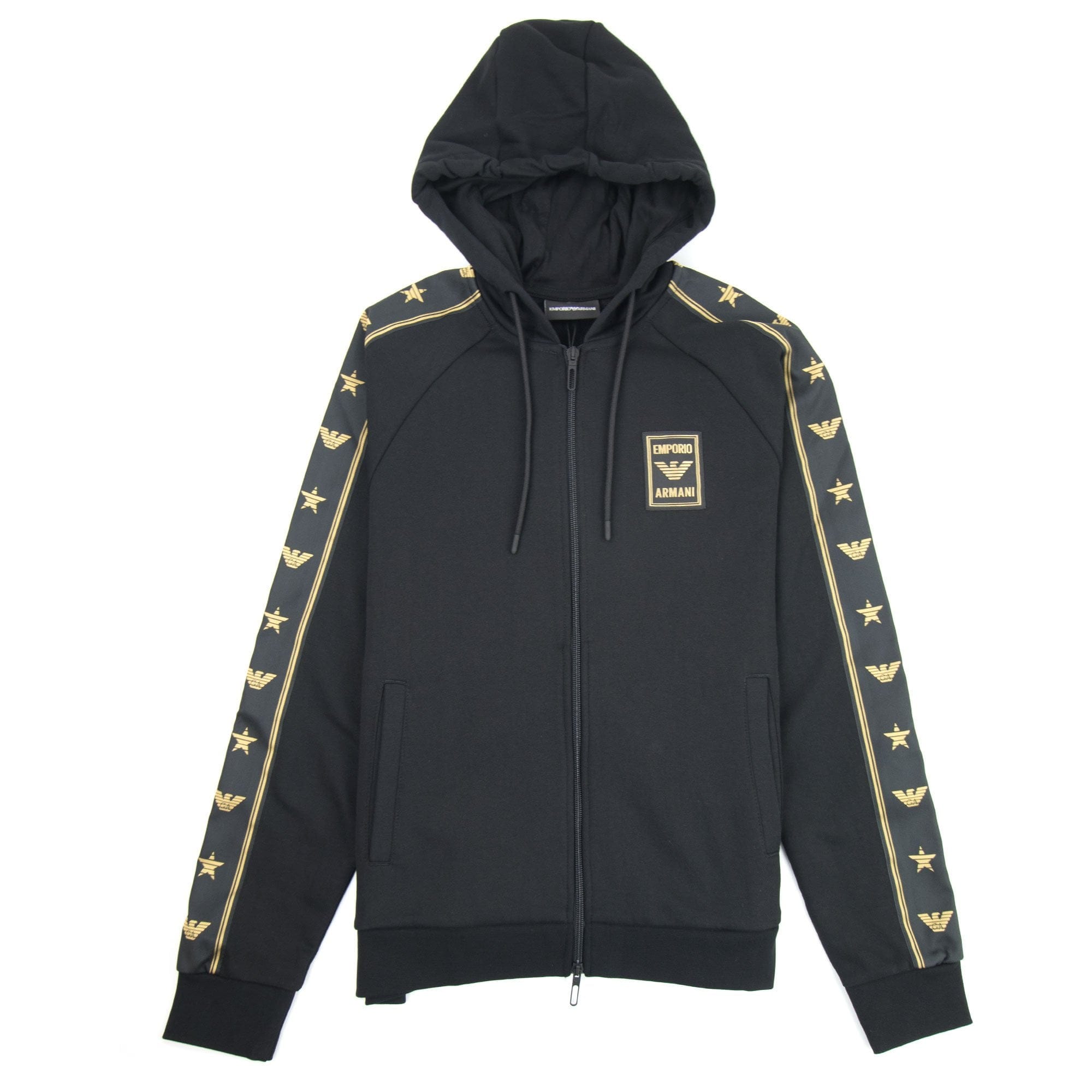 Emporio Armani Starry Side Stripes Zipped Sweatshirt Black 999