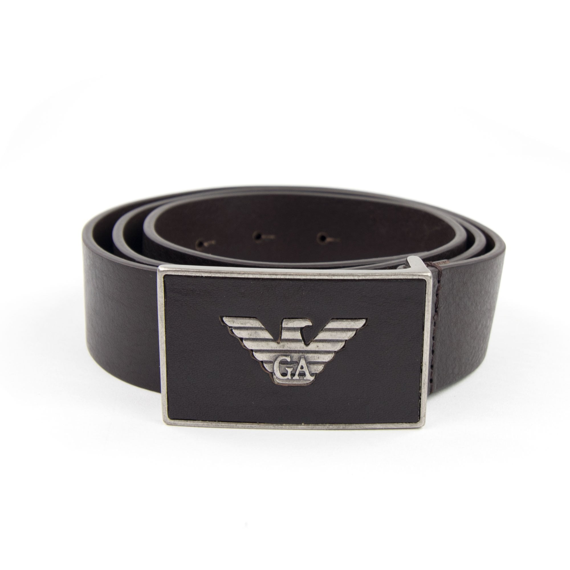 Emporio Armani Eagle Logo Cintura Belt Dark Tan