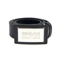 Versace Jeans Couture Logo Plate Buckle Leather Belt Black 899